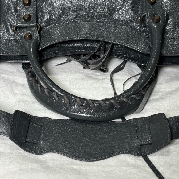 BALENCIAGA The City bag 2way Handbag Leather Gray 115748 Y2K Editors Authentic - Picture 5 of 15